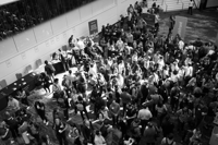 People gathered in a convention space