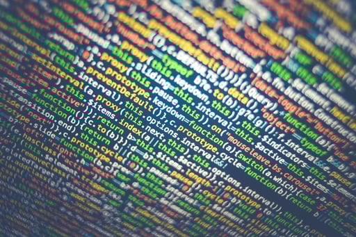 Lines of computer code in different colors.